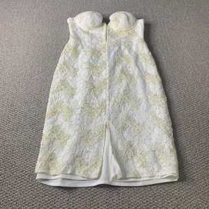 NBD Womens Dress Size XS White/Gold Lace Strapless Mini Sweetheart Slit‎ NWT